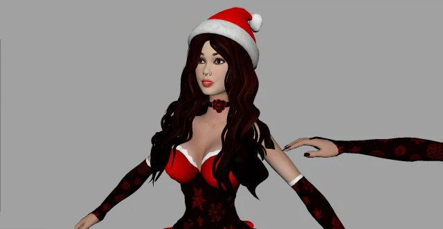 Santa girl 3D Model .c4d .max .obj .3ds .fbx .stl .blend 