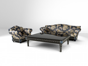 3d set divan armchair table 3D 모델