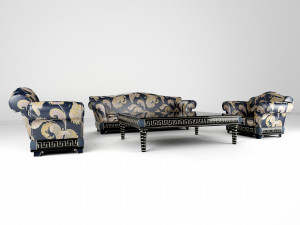 3d set divan armchair table 3D मॉडल