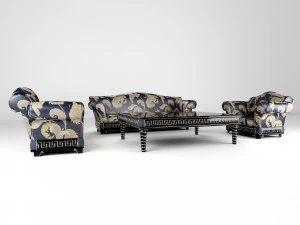 3d set divan armchair table 3D Model