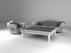 3d set divan armchair table 3D मॉडल