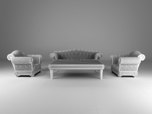3d set divan armchair table 3D मॉडल