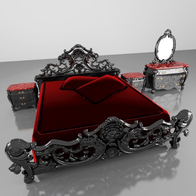 luxury bed style of gothic Modelo 3D .c4d .max .obj .3ds .fbx .stl .blend 