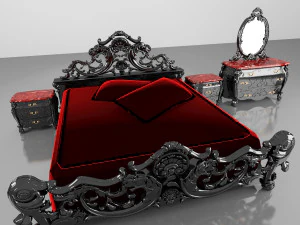 gotik l&uuml;ks yatak tarzı 3D Model