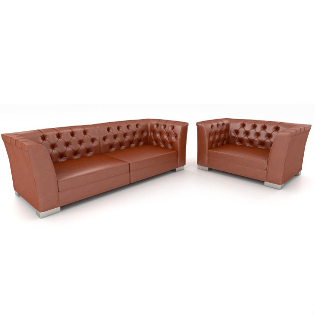 3d furniture set leather sofa and chair Model 3D .c4d .max .obj .3ds .fbx .stl .blend 