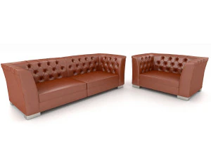 Conjunto de m&oacute;veis 3d sof&aacute; e cadeira de couro Modelo 3D