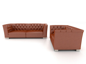 3d furniture set leather sofa and chair Model 3D