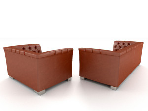 3d furniture set leather sofa and chair Model 3D