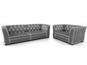 3d furniture set leather sofa and chair Model 3D