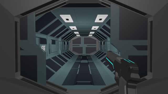 low poly sci-fi corridor with animated gate 3D Model .c4d .max .obj .3ds .fbx .stl .blend 