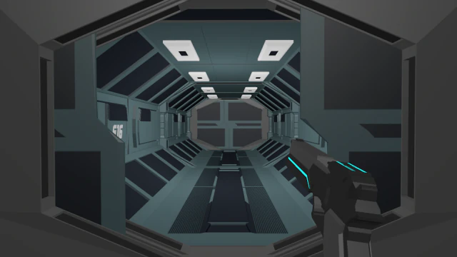 low poly sci-fi corridor with animated gate 3D Model .c4d .max .obj .3ds .fbx .stl .blend 