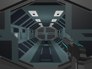 low poly sci-fi corridor with animated gate Modèle 3D