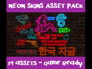 neon signs p1 - 14 assets - game ready 3D Model
