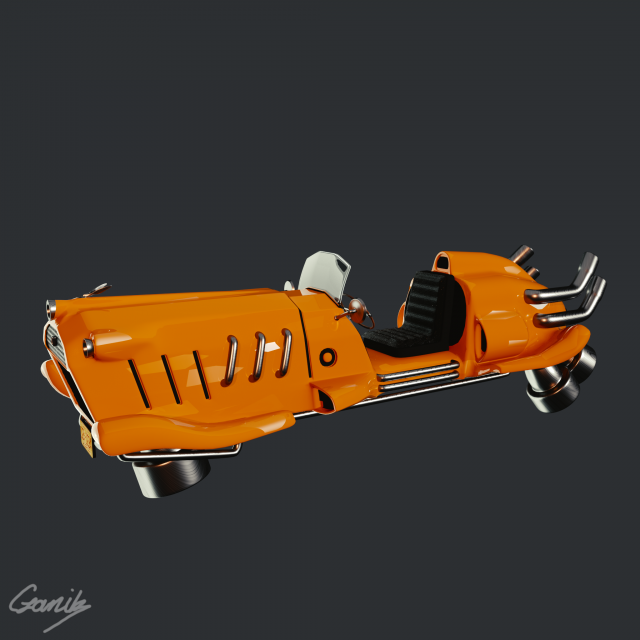 dieselpunk car 3D Model .c4d .max .obj .3ds .fbx .stl .blend 