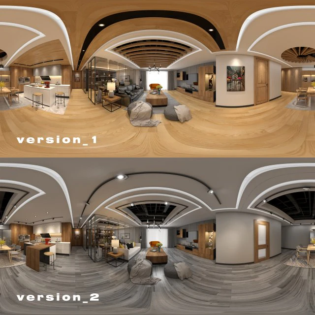panoramic log style livingroom 3D Model .c4d .max .obj .3ds .fbx .stl .blend 