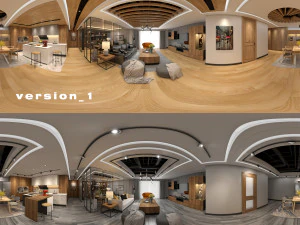 panoramik günlük tarzı oturma odası 3D Model