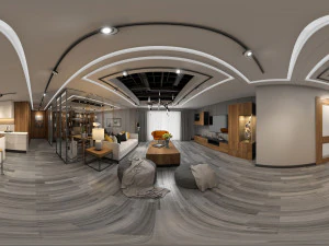 panoramic log style livingroom 3D Model