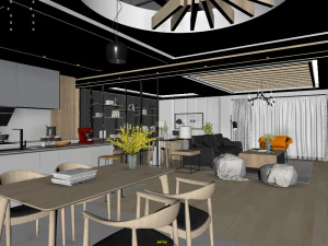 panoramic log style livingroom 3D Model
