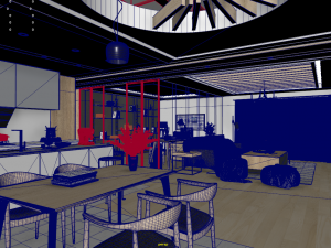 panoramic log style livingroom Model 3D