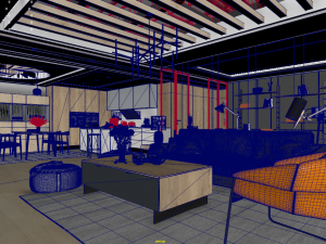 panoramic log style livingroom Model 3D