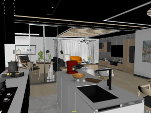 panoramic log style livingroom 3D Model