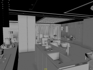 panoramic log style livingroom Model 3D