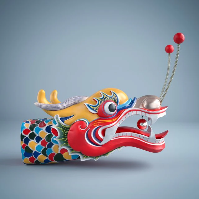 dragon boat head 3D Model .c4d .max .obj .3ds .fbx .stl .blend 