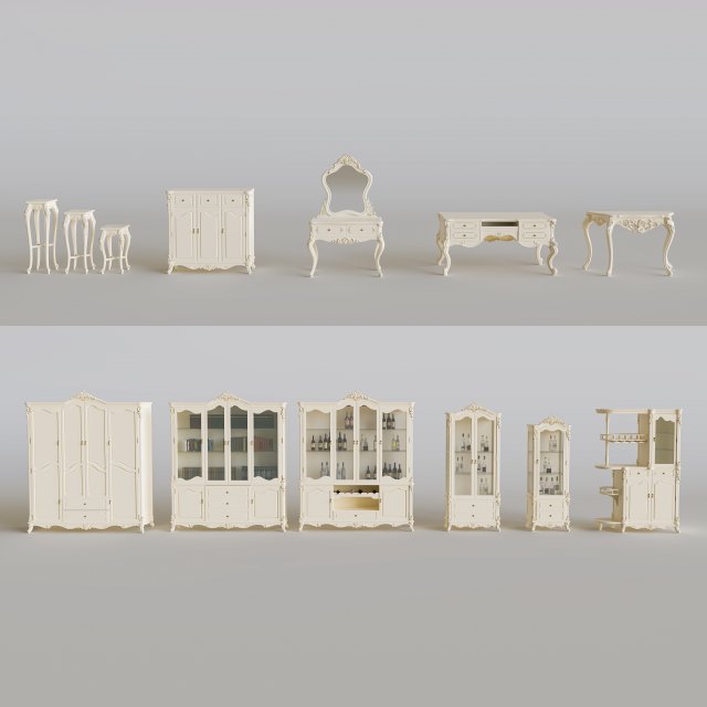 european-style furniture set 3D Модель .c4d .max .obj .3ds .fbx .stl .blend 