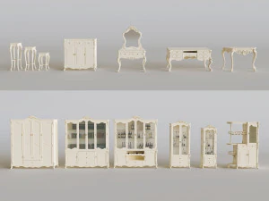 conjunto de muebles de estilo europeo Modelo 3D