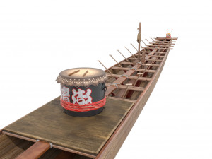 chinese traditional wooden dragon boat 3D Model