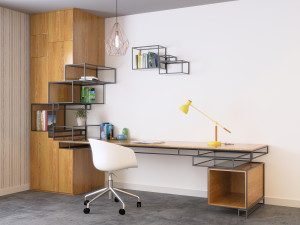 desk and bookcase Model 3D