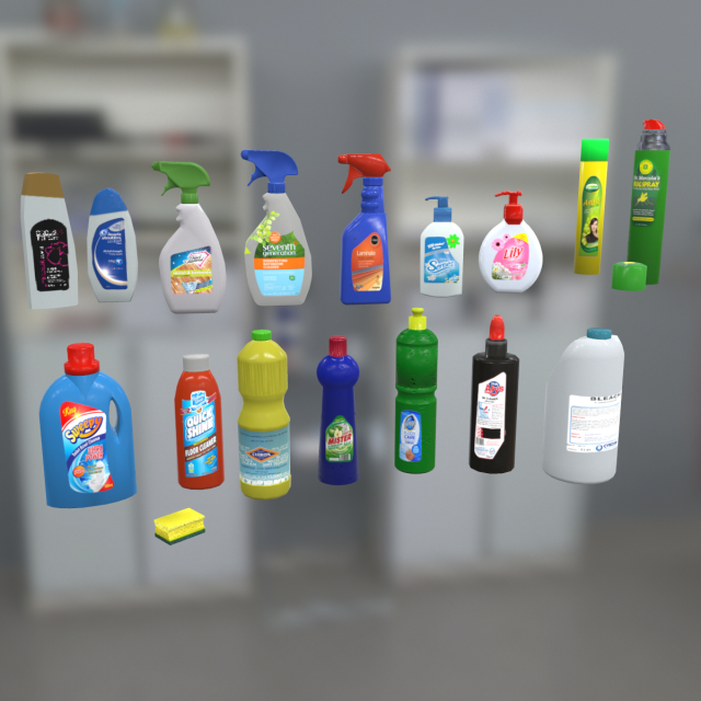 cleaning products Model 3D .c4d .max .obj .3ds .fbx .stl .blend