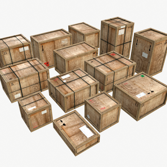 old wooden cargo crates pbr 3Dモデル .c4d .max .obj .3ds .fbx .stl .blend 