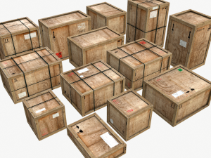 old wooden cargo crates pbr 3D Model