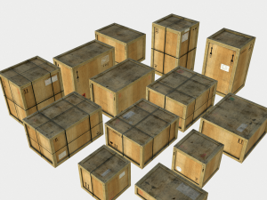 dusty wooden cargo crates pbr 3D Model