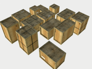 dusty wooden cargo crates pbr 3D Model