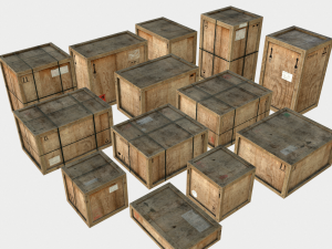 old wooden cargo crates with dust 3D Model