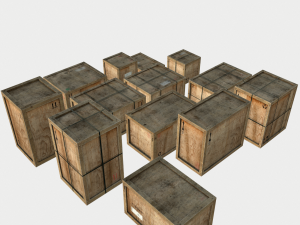old wooden cargo crates with dust Modelo 3D