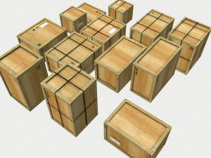 wooden cargo crates pbr 3D मॉडल
