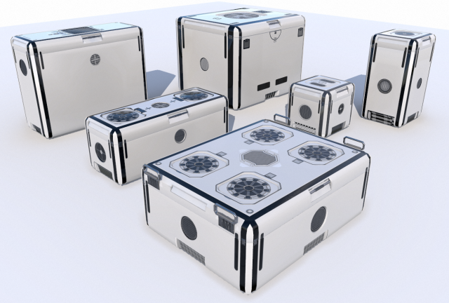 sci fi white cargo crates 3D मॉडल .c4d .max .obj .3ds .fbx .stl .blend 