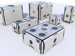 sci fi white cargo crates 3D Model