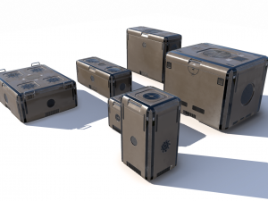 sci fi brown cargo crates Modello 3D