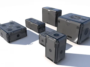 sci fi grey cargo crates 3D Model
