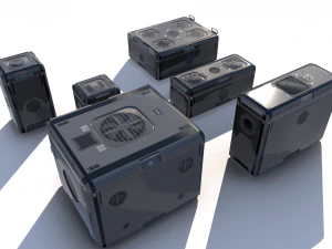 sci fi grey cargo crates 3D Model