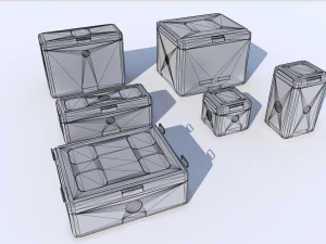 sci fi black cargo crates 3D Model