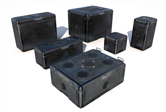 sci fi old grey cargo crates 3Dモデル .c4d .max .obj .3ds .fbx .stl .blend 