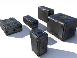 sci fi old grey cargo crates 3D Model