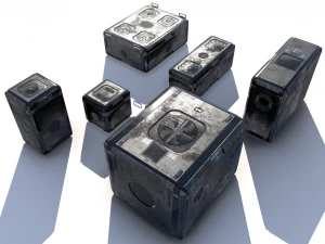 sci fi old grey cargo crates 3D Model