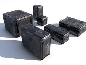 sci fi old grey cargo crates 3D Model