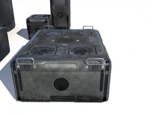 sci fi old grey cargo crates 3D Model